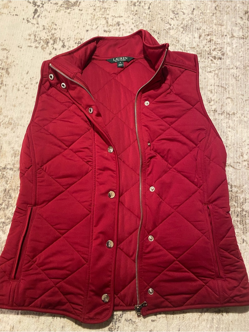 Ralph Lauren Quilted Crimson Red Sleeveless Vest